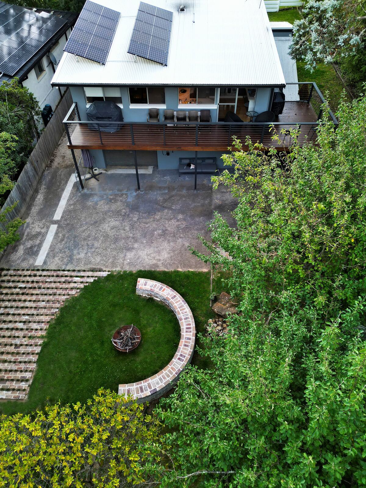 Fire pit garden from above