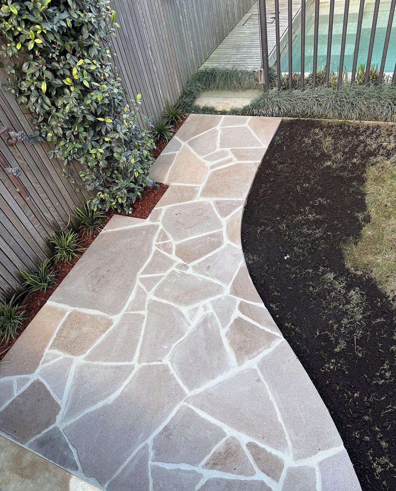 Crazy paving sandstone path